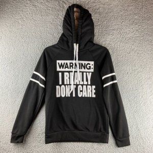 Bobbie Brooks Women's "WARNING I Really Don't Care" Graphic Hoodie, Size: S
